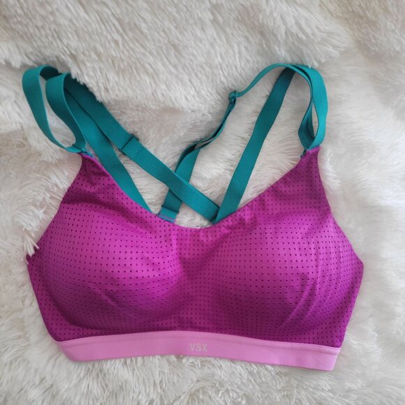 Victoria's Secret VSX Sports Bra Lightweight Wireless 34D, Pink, Purple & Teal - Picture 5 of 10